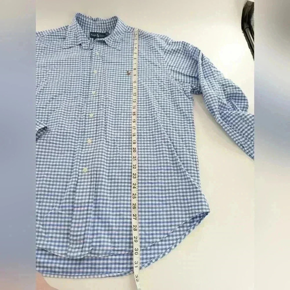 Ralph Lauren Blue Checked Long Sleeve Button Down Shirt Size Xl Classic Fit - Picture 5 of 12